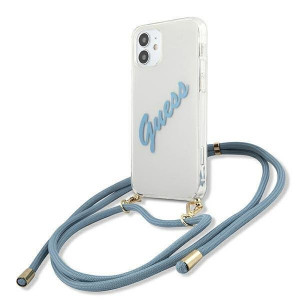 Оригинален гръб GUESS Vintage GUHCP12SCRTVSBL - iPhone 12 mini син - Img 1