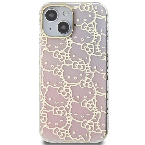 Оригинален гръб Hello Kitty IML Gradient Electrop Crowded Kitty Head - iPhone 15 розов - Img 3