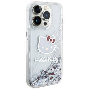 Оригинален гръб Hello Kitty Liquid Glitter Charms Kitty Head - iPhone 14 Pro сребрист - Img 4