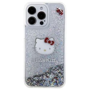 Оригинален гръб Hello Kitty Liquid Glitter Charms Kitty Head - iPhone 15 Pro Max сребрист - Img 3