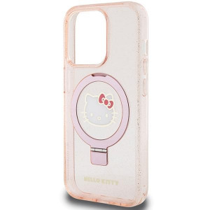 Оригинален гръб Hello Kitty Ring Stand Glitter Electrop Logo MagSafe - iPhone 15 Pro розов - Img 6