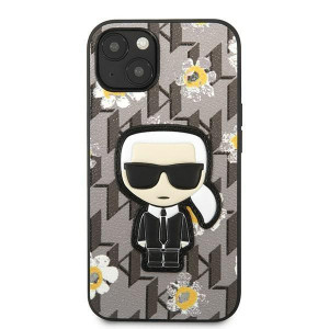Оригинален гръб KARL LAGERFELD Flower Ikonik Karl KLHCP13MPMNFIK1 - iPhone 13 сив - Img 3