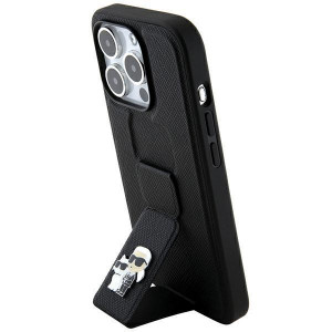 Оригинален гръб KARL LAGERFELD Gripstand Saffiano Karl & Choupette Pins - iPhone 13 Pro черен - Img 9