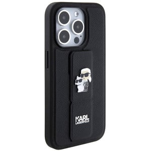 Оригинален гръб KARL LAGERFELD Gripstand Saffiano Karl & Choupette Pins - iPhone 14 Pro черен - Img 4