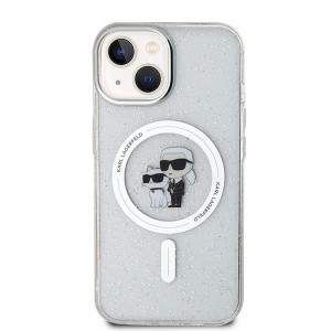 Оригинален гръб KARL LAGERFELD Karl & Choupette Glitter MagSafe - iPhone 15 прозрачен - Img 3