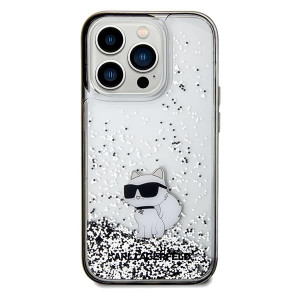 Оригинален гръб KARL LAGERFELD Liquid Glitter Choupette - iPhone 14 Pro Max прозрачен - Img 3