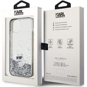 Оригинален гръб KARL LAGERFELD Liquid Glitter Choupette - iPhone 15 Plus прозрачен - Img 8