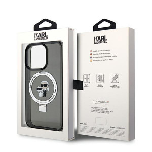 Оригинален гръб KARL LAGERFELD Ring Stand Karl & Choupette MagSafe - iPhone 14 Pro черен - Img 8