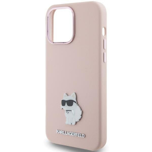 Оригинален гръб KARL LAGERFELD Silicone Choupette Metal Pin - iPhone 15 Pro розов - Img 6