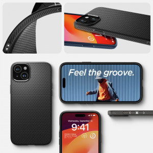 Оригинален гръб SPIGEN Liquid Air - iPhone 15 черен мат - Img 14