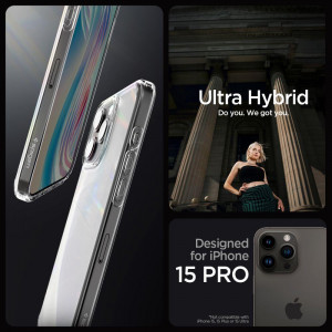 Оригинален гръб SPIGEN Ultra Hybrid - iPhone 15 Pro Frost Clear - Img 10