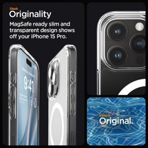 Оригинален гръб SPIGEN Ultra Hybrid MagSafe - iPhone 15 Pro Frost Clear - Img 10