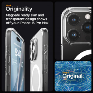 Оригинален гръб SPIGEN Ultra Hybrid MagSafe - iPhone 15 Pro Max бял - Img 11