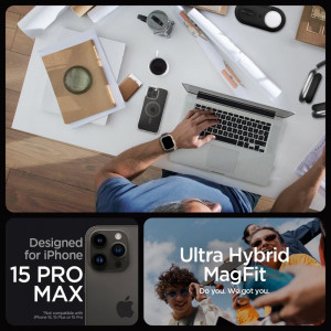 Оригинален гръб SPIGEN Ultra Hybrid MagSafe - iPhone 15 Pro Max графит - Img 10