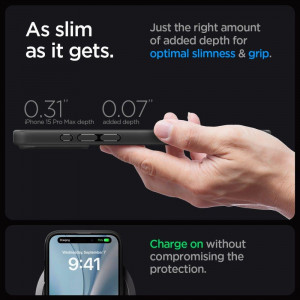 Оригинален гръб SPIGEN Ultra Hybrid MagSafe - iPhone 15 Pro Max Frost Black - Img 13