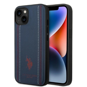 Оригинален гръб US POLO Leather Stitch USHCP14MPFAV - iPhone 14 Plus тъмносин - Img 1