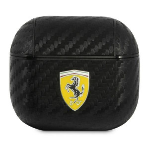 Оригинален калъф за слушалки FERRARI On Track PU Carbon FESA3CABK - AirPods 3 черен - Img 1