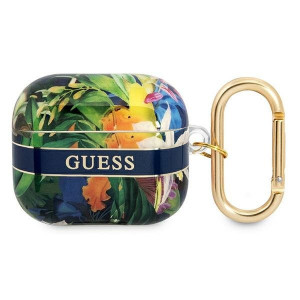 Оригинален калъф за слушалки GUESS Flower Strap GUA3HHFLB - AirPods 3 син - Img 1