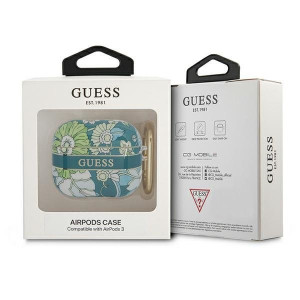 Оригинален калъф за слушалки GUESS Flower Strap GUA3HHFLN - AirPods 3 зелен - Img 3