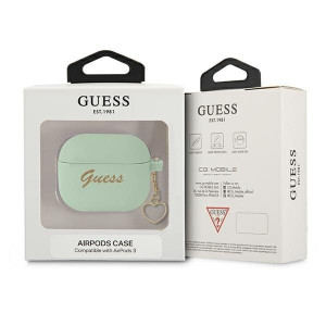 Оригинален калъф за слушалки GUESS Silicone Charm Heart GUA3LSCHSN - AirPods 3 зелен - Img 3