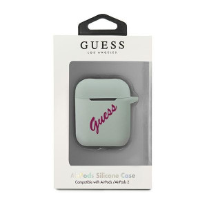Оригинален калъф за слушалки GUESS Silicone Vintage GUACA2LSVSBF - AirPods син / циклама - Img 3