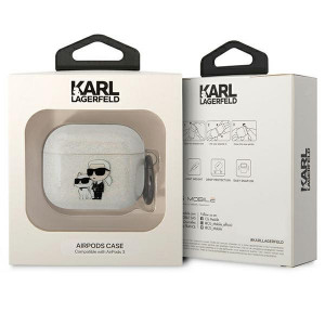 Оригинален калъф за слушалки Karl LAGERFELD Glitter Karl&Choupette KLA3HNKCTGT - AirPods 3 прозрачен - Img 3