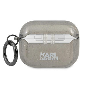 Оригинален калъф за слушалки Karl LAGERFELD Glitter Karl's Head KLAPUKHGK - AirPods Pro черен - Img 2
