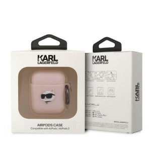 Оригинален калъф за слушалки Karl LAGERFELD Silicone Choupette Head 3D KLA2RUNCHP - AirPods 1 / 2 розов - Img 3