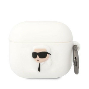 Оригинален калъф за слушалки Karl LAGERFELD Silicone Karl Head 3D KLA3RUNIKH - AirPods 3 бял - Img 1