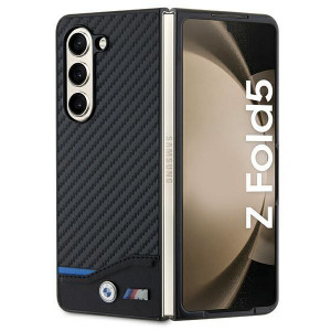 Оригинален калъф от естествена и еко кожа BMW Leather Carbon - Samsung Galaxy Z Fold5 черен - Img 1