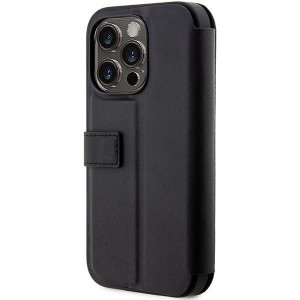Оригинален калъф тип книга BMW Leather Stamp Blue Lines BMBKP14L22RVSK - iPhone 14 Pro черен - Img 4
