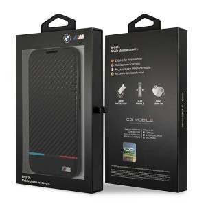 Оригинален калъф тип книга BMW M Collection Triangles BMBKS22MPUCARTCBK - Samsung Galaxy S22+ черен - Img 7