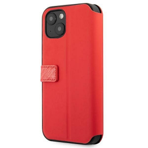 Оригинален калъф тип книга FERRARI Track Carbon Stripe FESAXFLBKP13SRE - iPhone 13 mini червен - Img 4
