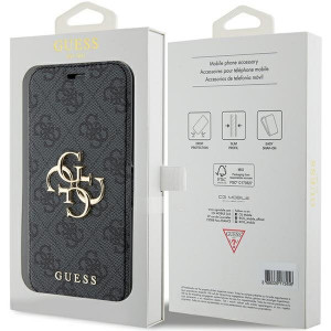 Оригинален калъф тип книга GUESS 4G Metal Logo - iPhone 15 Pro сив - Img 7
