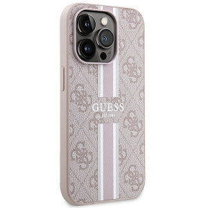 Оригинален калъф тип книга GUESS 4G Printed Stripes MagSafe - iPhone 15 Pro Max розов - Img 4