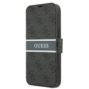 Оригинален калъф тип книга GUESS 4G Stripe GUBKP13S4GDGR - iPhone 13 mini сив - Img 1