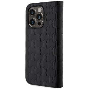Оригинален калъф тип книга KARL LAGERFELD Saffiano Monogram KLBKP14XSAKLHPK - iPhone 14 Pro Max черен - Img 2
