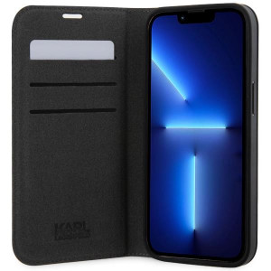 Оригинален калъф тип книга KARL LAGERFELD Saffiano Monogram KLBKP14LSAKLHPG - iPhone 14 Pro сребрист - Img 4