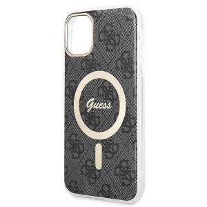 Оригинален комплект GUESS 4G Print (гръб + зарядно) MagSafe GUBPN61H4EACSK - iPhone 11 черен - Img 6