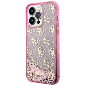 Оригинален полупрозрачен гръб GUESS 4G Liquid Glitter GUHCP14LLC4PSGP - iPhone 14 Pro розов - Img 2