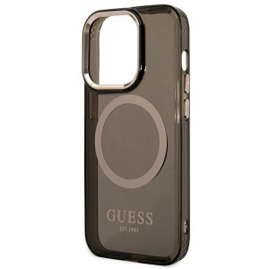 Оригинален полупрозрачен твърд гръб GUESS Gold Outline MagSafe GUHMP14LHTCMK - iPhone 14 Pro черен - Img 6