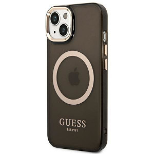 Оригинален полупрозрачен твърд гръб GUESS Gold Outline MagSafe GUHMP14SHTCMK - iPhone 14 черен - Img 2
