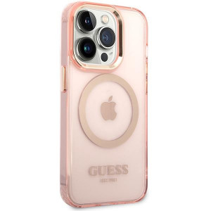Оригинален полупрозрачен твърд гръб GUESS Gold Outline MagSafe GUHMP14XHTCMP - iPhone 14 Pro Max розов - Img 4