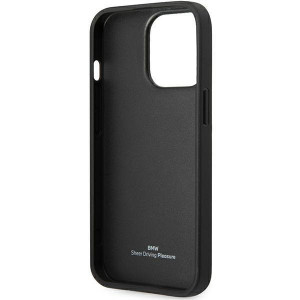 Оригинален твърд гръб от еко кожа BMW Leather Blue Dots BMHCP14L22RBDK - iPhone 14 Pro черен - Img 7