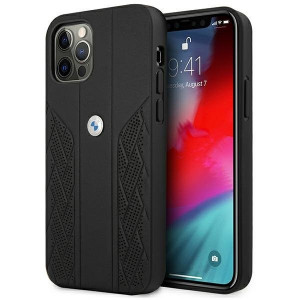 Оригинален твърд гръб от еко кожа BMW Leather Curve Perforate BMHCP12LRSPPK - iPhone 12 Pro Max черен - Img 1