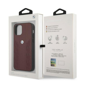 Оригинален твърд гръб от еко кожа BMW Leather Curve Perforate BMHCP12LRSPPR - iPhone 12 Pro Max червен - Img 8