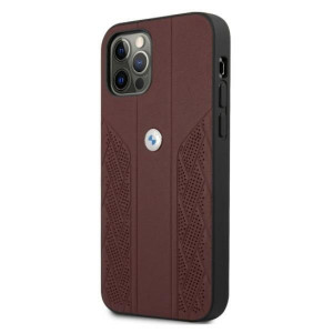Оригинален твърд гръб от еко кожа BMW Leather Curve Perforate BMHCP12MRSPPR - iPhone 12 / 12 Pro червен - Img 2