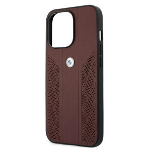 Оригинален твърд гръб от еко кожа BMW Leather Curve Perforate BMHCP13LRSPPR - iPhone 13 Pro червен - Img 6