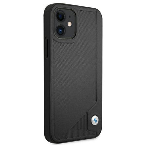 Оригинален твърд гръб от еко кожа BMW Leather Deboss BMHCP12SRCDPK - iPhone 12 mini черен - Img 4