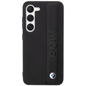 Оригинален твърд гръб от еко кожа BMW Leather Textured & Stripe BMHCS23M22RDPK - Samsung Galaxy S23+ черен - Img 3